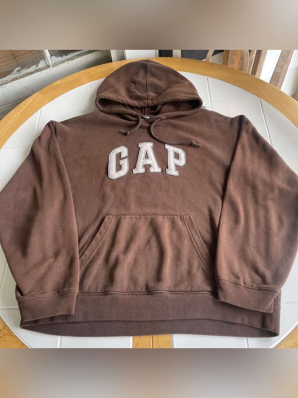 Vintage GAP Spellout Hoodie Brown Large Streetwear Casual Essential Boxy Y2K